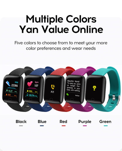 Smart Watch Sport Wristband Fitness Monitoring Track Heart Rate Call and Message Remind Men Smartwatch Woman 116 Plus Clock D13