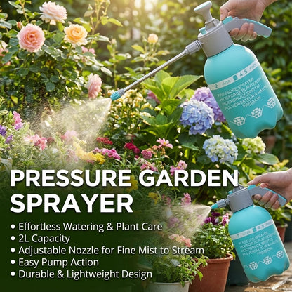 2L Hand Pressure Water Sprayer Portable Garden Pump Sprayer Weeds Pest Spray Bottle Plants Sprinkler Car Wash Spray Watering Can