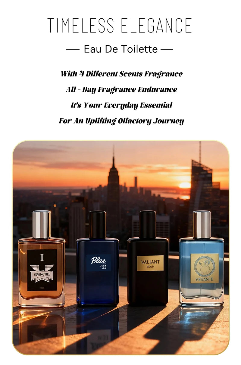 4-Piece men's Perfume Gift Set (0.68oz Each ) - 4Long-Lasting Fruity aroma & Fresh Scents, The Perfect Holiday, Date & Party Gif