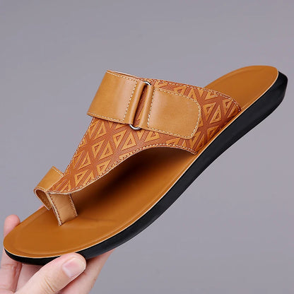 Men's Summer Sandals Breathable Fashion Simple Toe-Thru Soft Flat Bottom Beach Shoes Comfortable Classic Slippers-2502