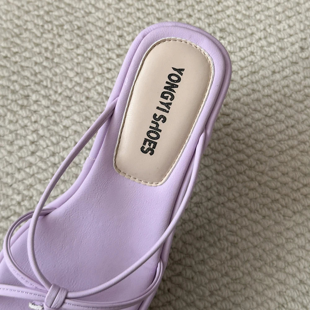 Sweet Butterfly Knot Design Women's Sandals Summer New Style Purple Slip-On Wedge Heel Outdoor Wearable Comfortable Slides