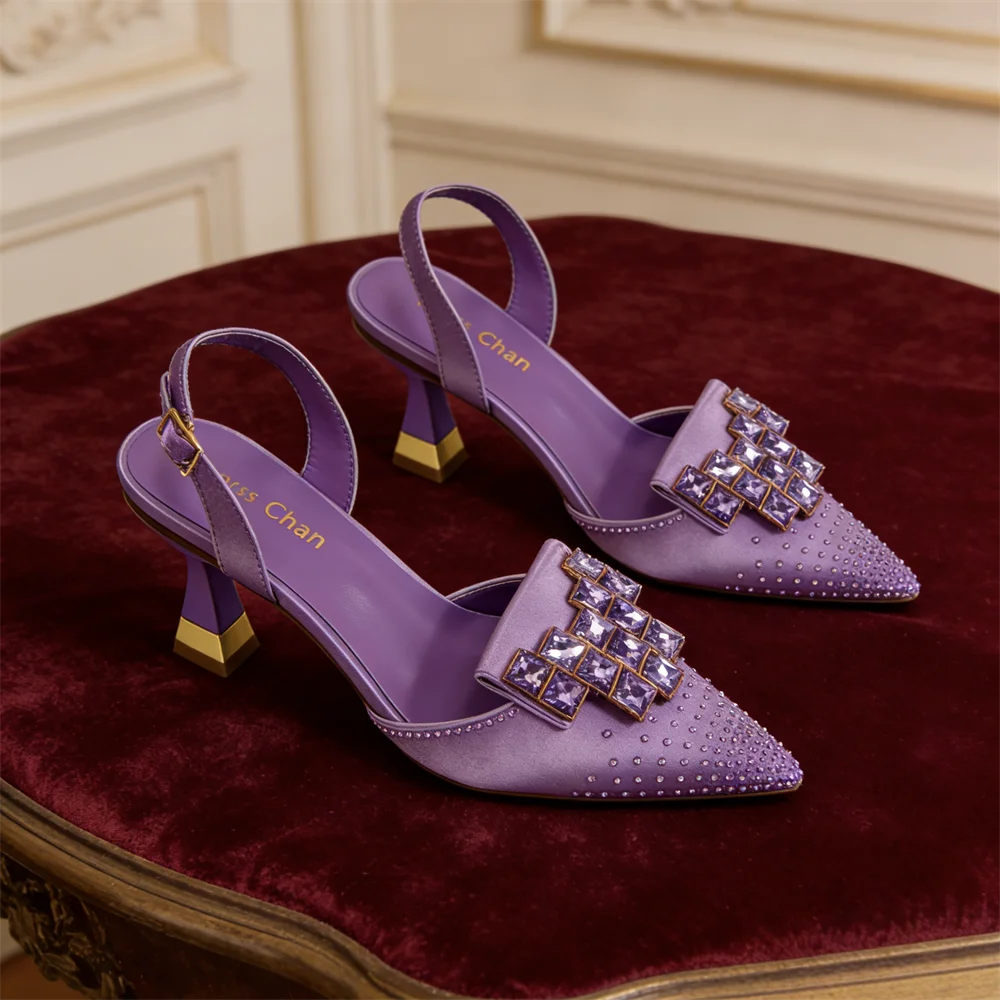 Venus Chan Elegant High Heel Shoes for Women - Sparkling Diamond Accents, Pointed-Toe Design Perfect for Parties and Commuting
