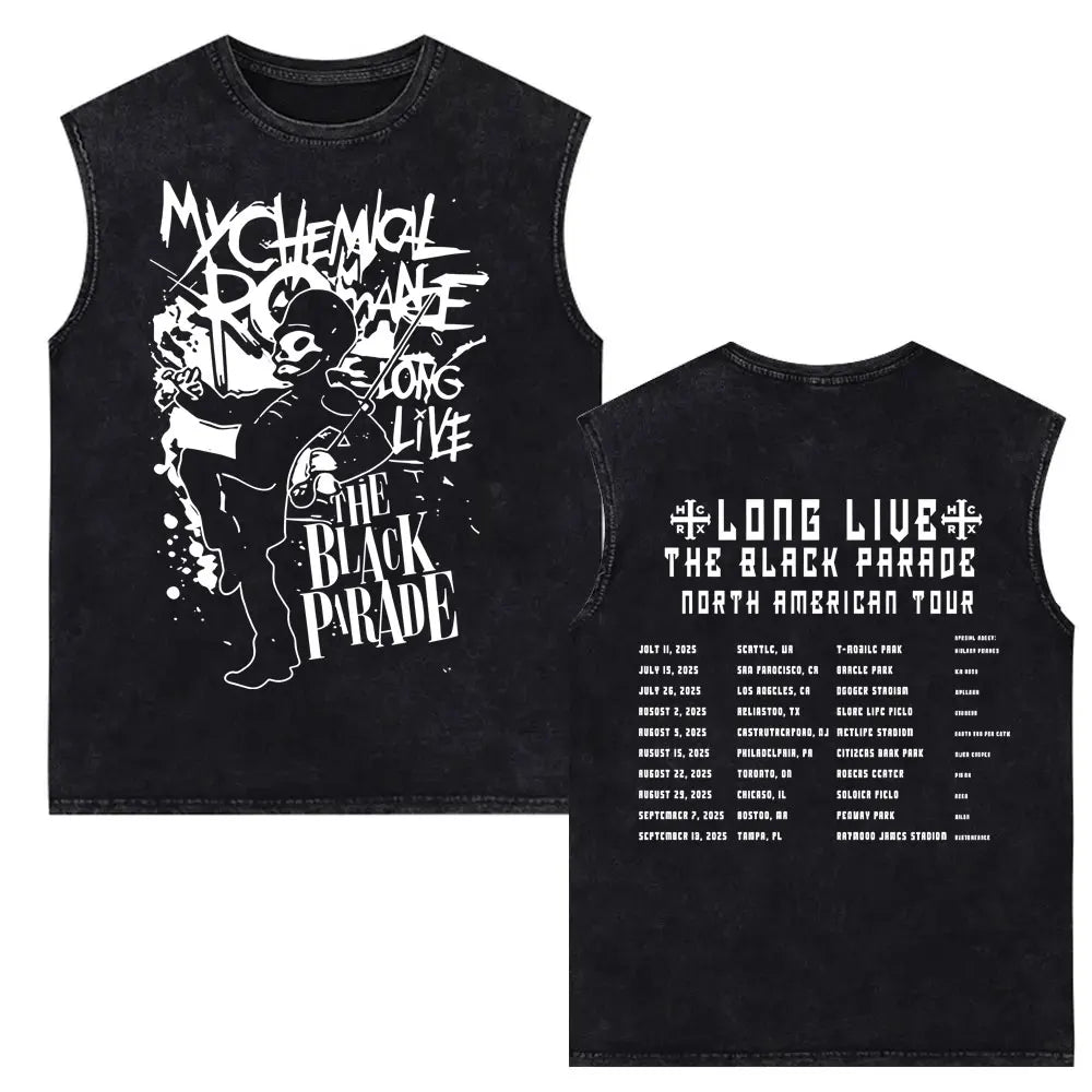 My Chemical Romance Vintage Washed Tank Tops Three Cheers for Sweet Revenge Sleeveless Vest Men Retro Punk Emo Rock Band T-shirt