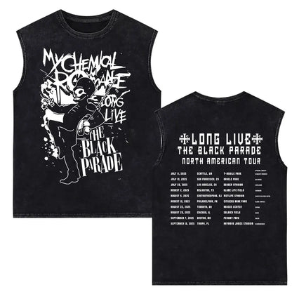 My Chemical Romance Vintage Washed Tank Tops Three Cheers for Sweet Revenge Sleeveless Vest Men Retro Punk Emo Rock Band T-shirt