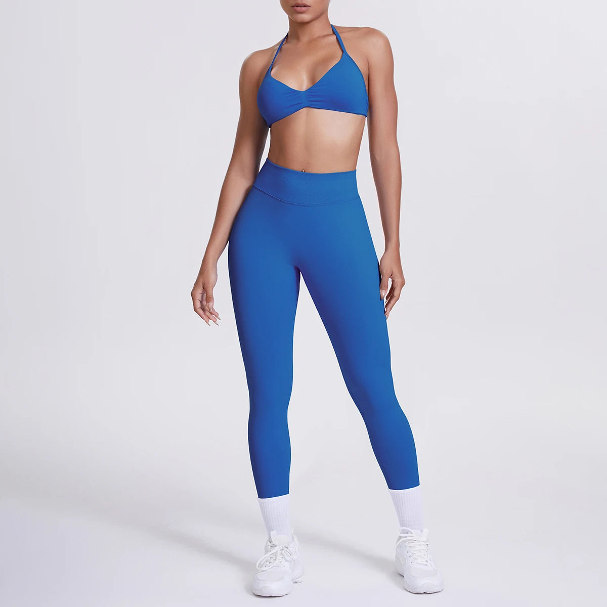 Women 2pcs Patchwork Sport Yoga Suit Training Sleeveless Sport Gym Tops Tummy Control Slimming Booty Leggings Yoga Suit Sports
