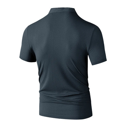 New Men's Business Casual Short Sleeved Bone Flower Solid Color POLO Shirt Fashion Breathable Comfortable Summer Versatile Top