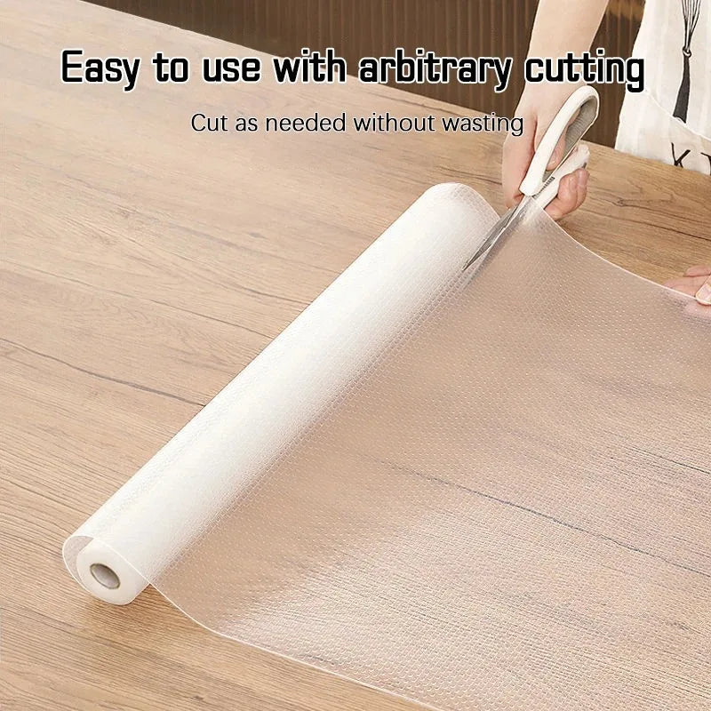 1 Roll For Kitchen Cabinets EVA Waterproof Fridge Pad Cupboard Mat Easy Placemats Non-Adhesive Drawer Liner