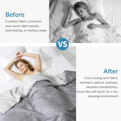 Cooling Comforter King Size Grey, Lightweight Summer Blanket for Hot Sleepers, Soft Breathable Bedding for Night Sweats