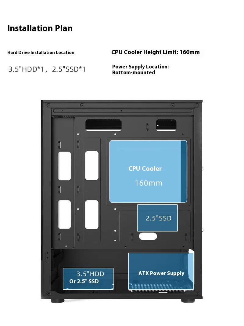 Power Train Illusionary Realm Computer Case M-ATX ITX Seaview Room Side Transparent Desktop Chassis Support 240 Water Cooler