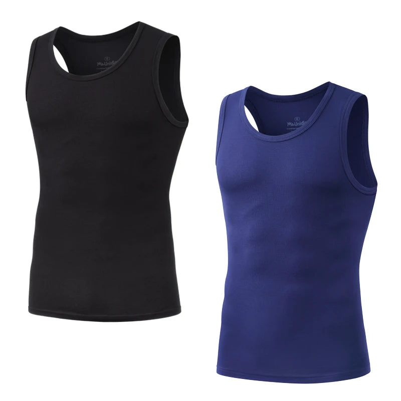 2Pcs/Pack Men's Tank Top Sleeveless Gym T-Shirt Man Vest Solid Color Compression Undershirts Men Tops High-Quality Bamboo Fiber