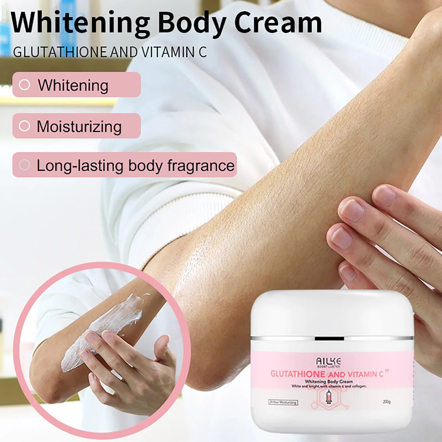 AILKE Brightening Skin Care Set, With Vitamin C, Glutathione, Reduce Spots, Moisturizing, Smooth Soft Skin, Improve Skin Radiant