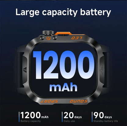 2026 New 1200 mAh Battery Military Smartwatch Men 5ATM Waterproof Fitness Tracker Health Heart Rate Smart Watch For iOS Android