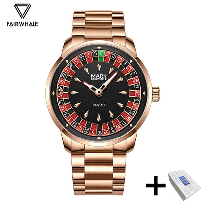 Mark Fairwhale Original Watch For Men Luxury Stainless Steel Clock Fashion Casual Fun Roulette Design Quartz Wristwatch 2025 New
