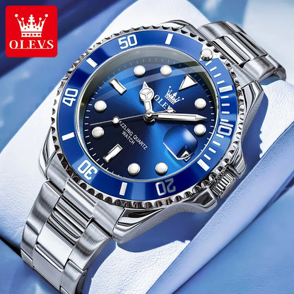 OLEVS Watches 5885 Mens Watch Original High Quality Quartz Watch Waterproof Luminous Calendar  Watches For Men Box Gifts Reloj