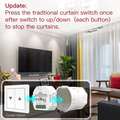 Moes Tuya ZigBee Smart RF433 Curtain Switch Module DIY for Motorized Roller Blinds Motor 2MQTT Smart Life APP Alexa Google Home