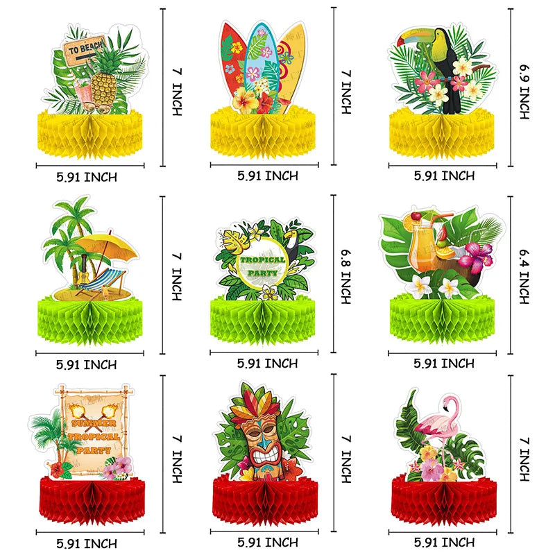 Hawaiian Theme Party Decoration Summer Flamingo Honeycomb Ball Table Oranments Tropical Beach Parti Aloha Wedding Birthday Decor