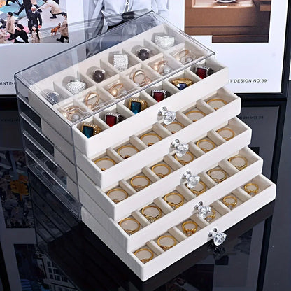 Newly Upgraded 7-Tier Dust-Proof Acrylic Jewelry Storage Box Modern Rectangular Desktop Display & Storage Jewelry Box Amagi