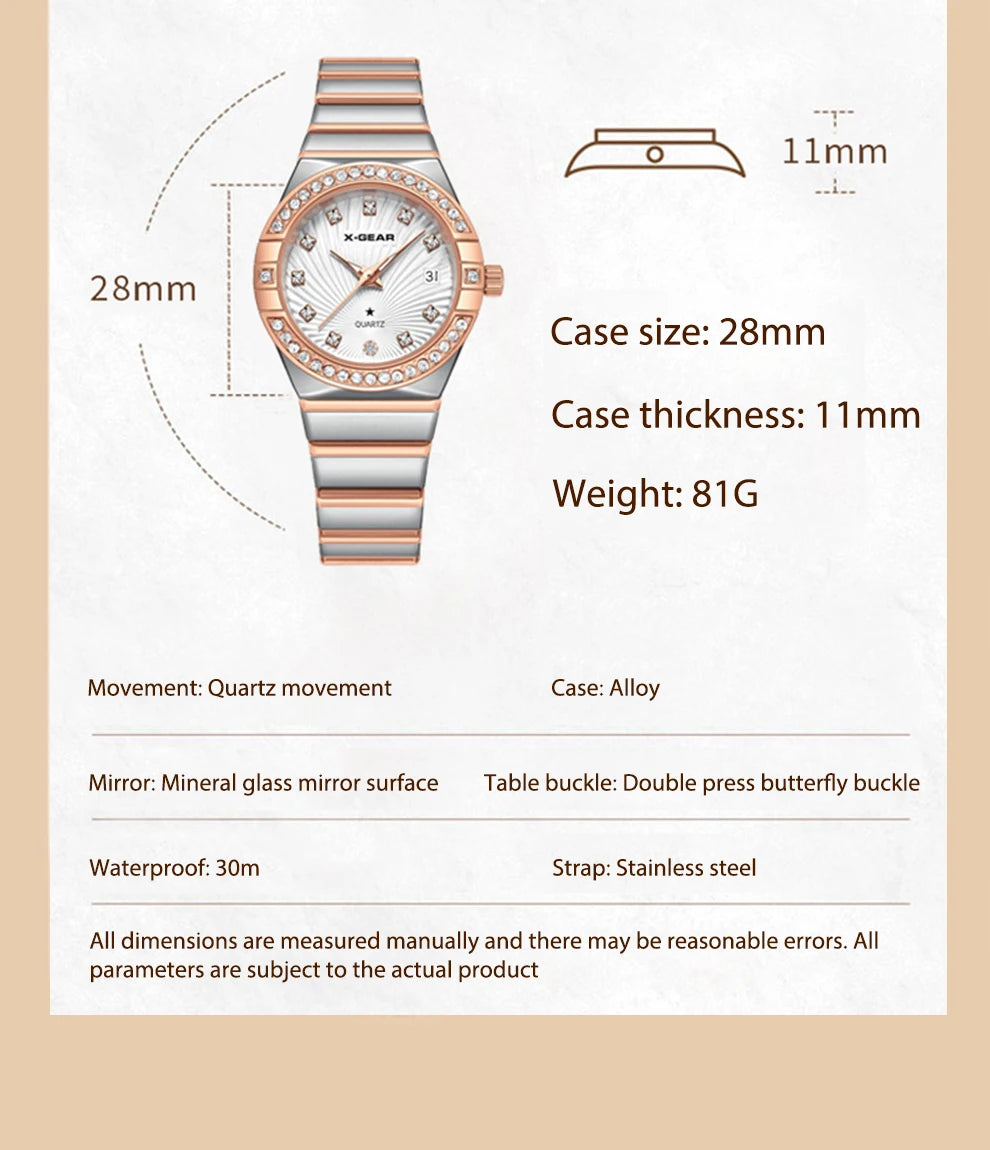 New Luxury Trendy Ladies Watch Luminous Waterproof Stainless Steel Date Woman Watch Fashion Elegant Quartz Women's Watches
