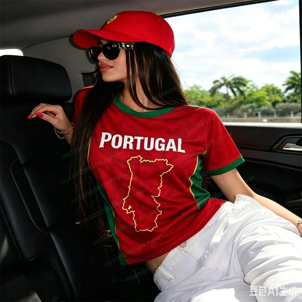 Portugal Soccer Jersey Red Football Fan T-Shirt Fashion Casual Streetwear Top Breathable Sportswear Summer Men Women T-Shirts
