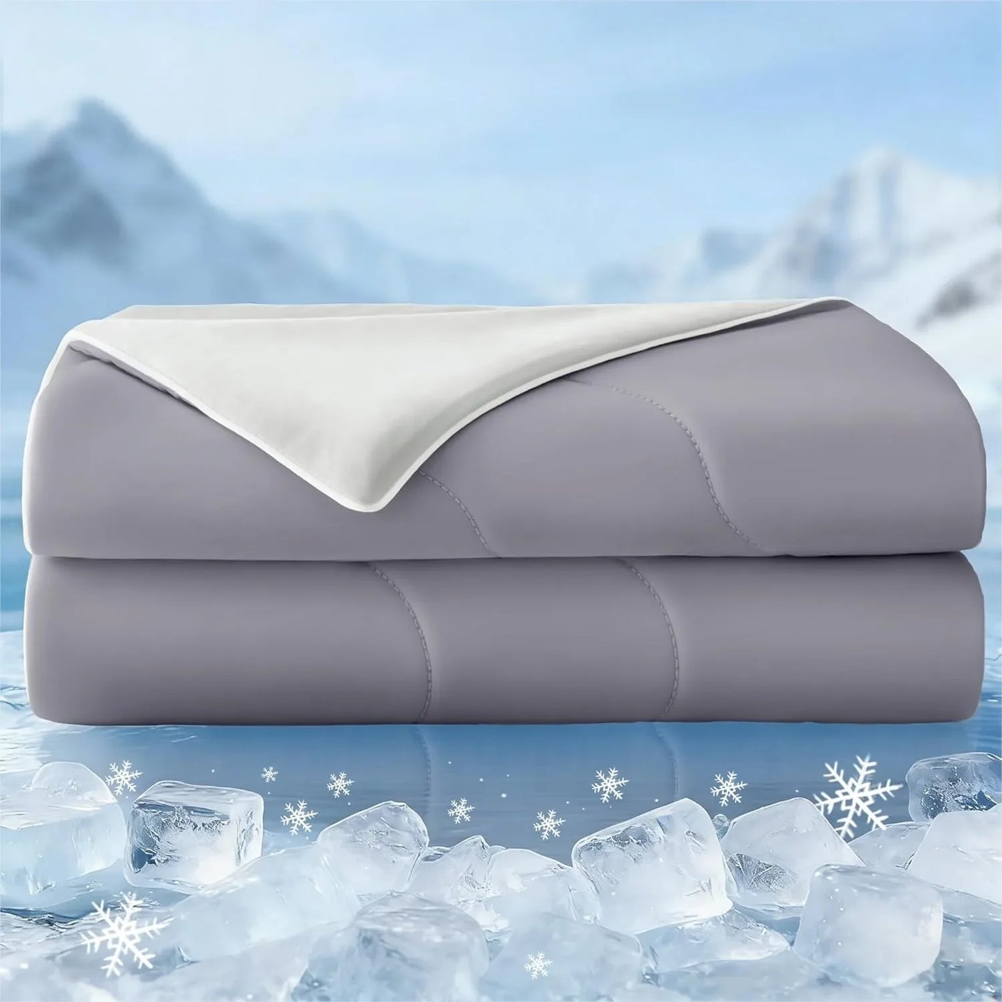 Cooling Comforter King Size Grey, Lightweight Summer Blanket for Hot Sleepers, Soft Breathable Bedding for Night Sweats