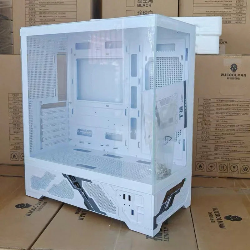 WJCOOLMAN Millennium ATX PC case secondary screen/digital display supports 360 water-cooled sea view room desktop computer case