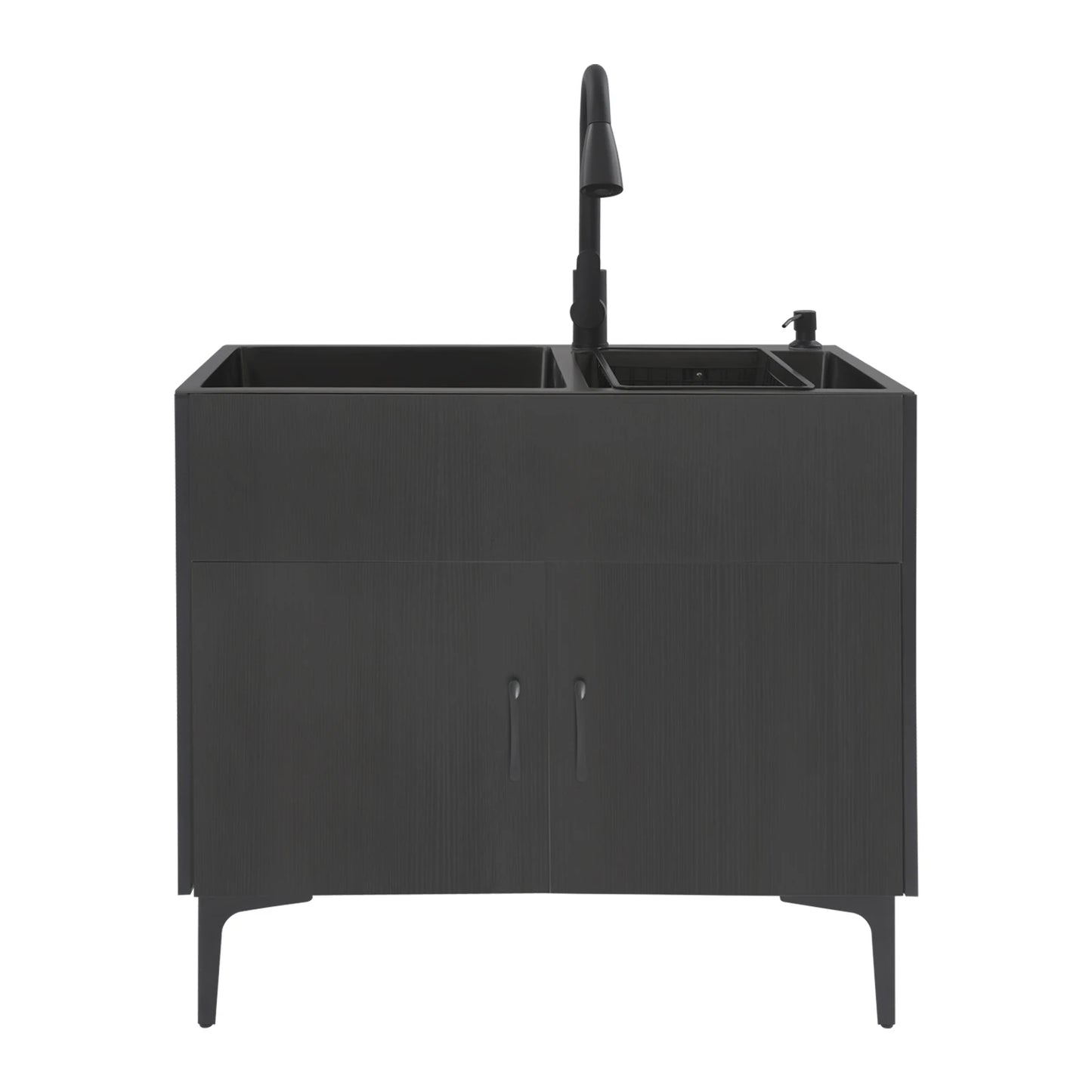 Laundry Sink with Cabinet Sink with Pull-Out Faucet and Cabinet Freestanding Kitchen Sink
