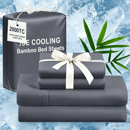 Extra Deep Bamboo Cooling Bedding, Breathable And Cooling Hotel Luxury Bed Sheets Set for Child, Easy And Secure Fit - Soft, Wrinkle Free And Comfy Kids Sheet with 15" Deep Pocket, Ultra-Soft And Machine Washable Bedding, Kid