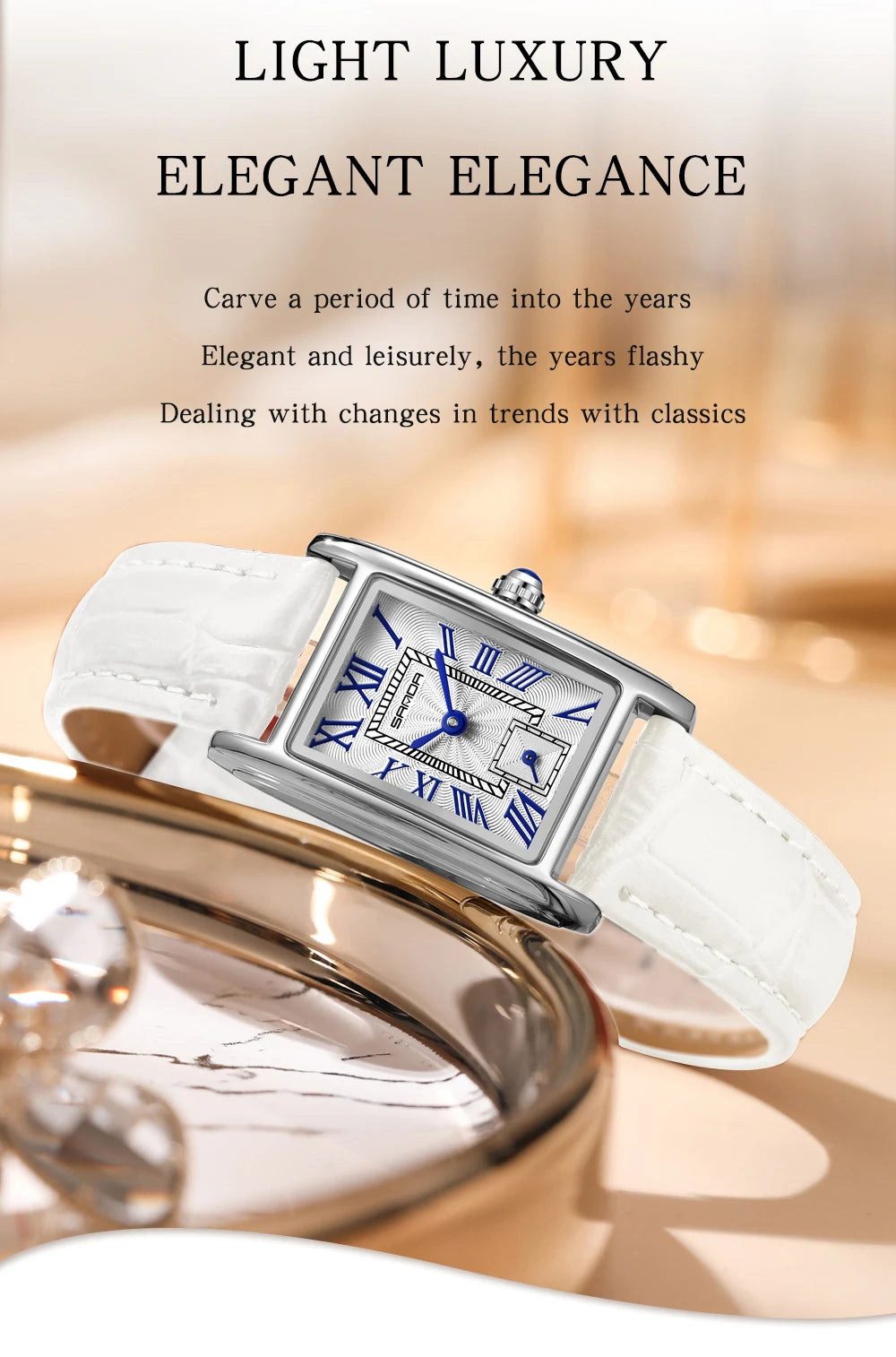 SANDA Top Fashion 1116 Women's Watch Elegant Design Rectangular Dial Waterproof Quartz Movement Business Women's Quartz Watch