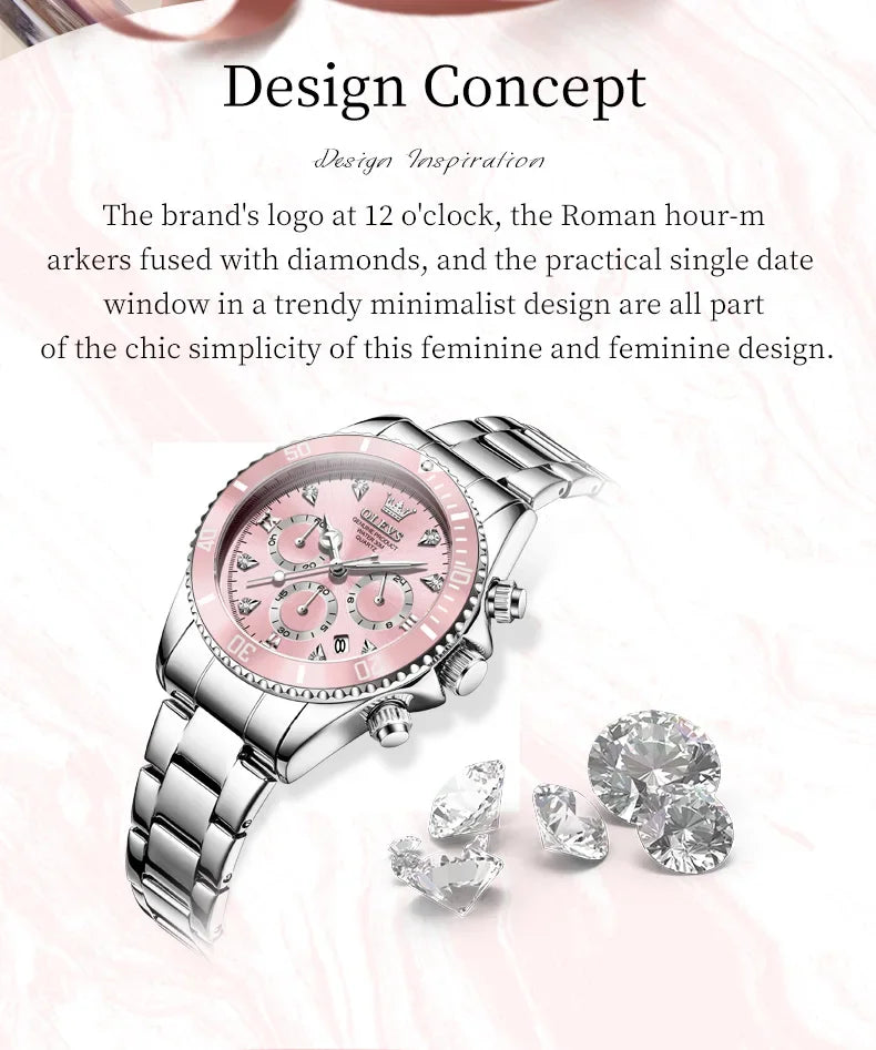 OLEVS 5632 Women's Elegant Luxury Quartz Watch Zircon Scale Waterproof Luminous Hands Date Function And Automatic Date Feature