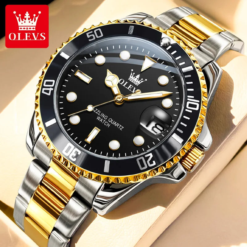 OLEVS Watches 5885 Mens Watch Original High Quality Quartz Watch Waterproof Luminous Calendar  Watches For Men Box Gifts Reloj