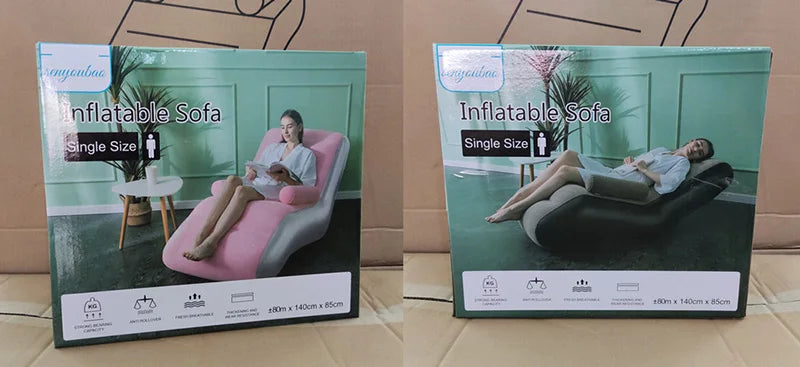 1Pc Inflatable Lazy Sofa Home Leisure Fashion Comfortable  Inflatable Air Sleeping Bed Indoor Collapsible Bed Leisure Sofa