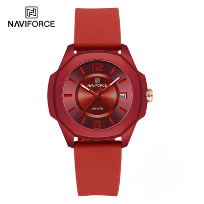 NAVIFORCE NF7107 Watch for Women Silicone Strap Classic Fashion 5ATM Waterproof Ladies Elegant Watch