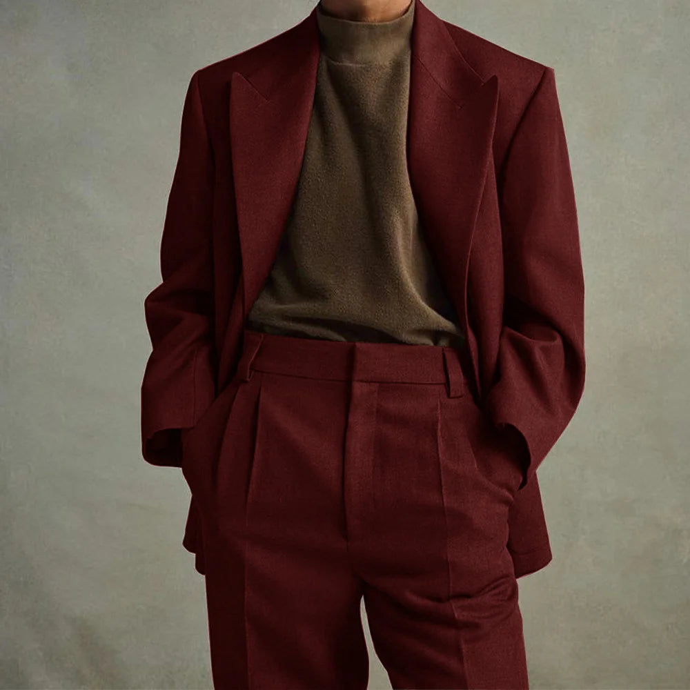 Mens Fashion Suits 2 Piece Set Notch Lapel Single Breasted Comfortable Slim Fit Casual Party Blazer with Trousers Wedding