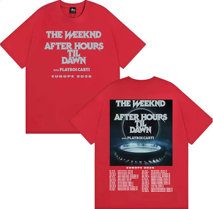 The Weeknd After Hours until Dawn Printed men's fashion Hip-hop short-sleeved T-shirt Retro Casual short-sleeved T-shirt
