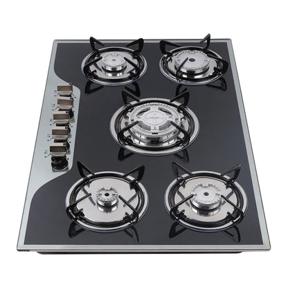 5 Burner Built-In Gas Stove Cast Iron Gas Hob Burner Cooker LPG NG  Dual Fuel Stainless Steel  Gas Hob Cooktop