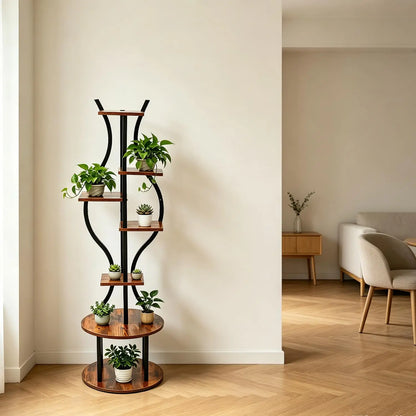 Space-Saving 7-Tier Metal Plant Stand – 57" Tall Indoor Plant Shelf for Living Room, Bedroom, Balcony – Modern, Stable, Rust-Proof – Vertical Flower Display Rack