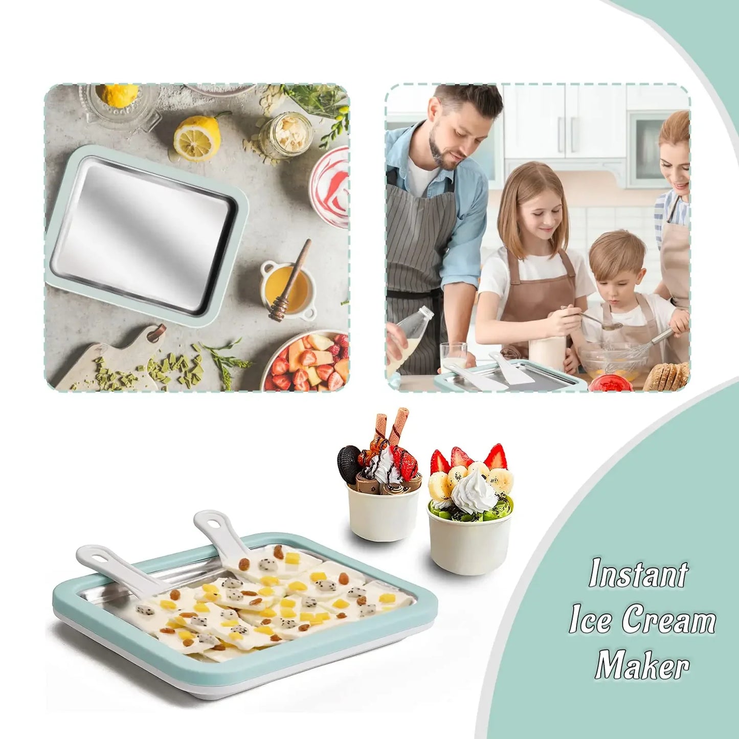 Multifunctional Rolled Ice Cream Maker Cold Sweet Fried Ice Pan DIY Household Frozen Yogurt Maker for Homemade Stir Fry Ice Tray