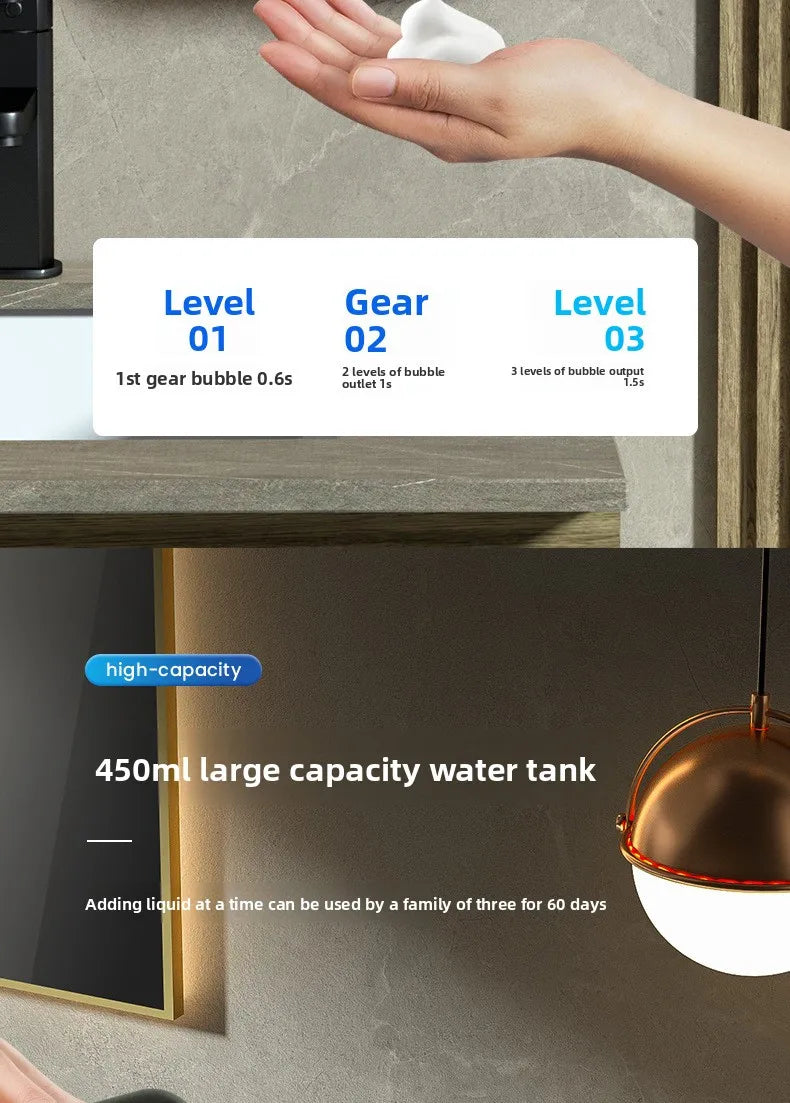 Rechargeable 400ml Automatic Foaming Soap Dispenser Wall Mounted Touchless Sensor Adjustable Foam LED Screen Bathroom Kitchen