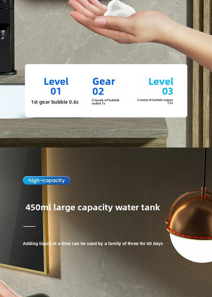 Rechargeable 400ml Automatic Foaming Soap Dispenser Wall Mounted Touchless Sensor Adjustable Foam LED Screen Bathroom Kitchen
