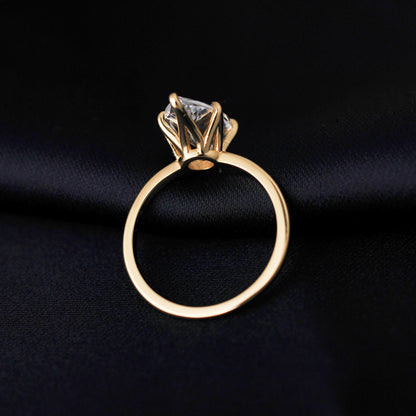 Potiy Vintage 9ct 5A Marquise Shape Cubic Zirconia Solitaire Engagement Ring For Women 925 Sterling Silver 14K Yellow Gold
