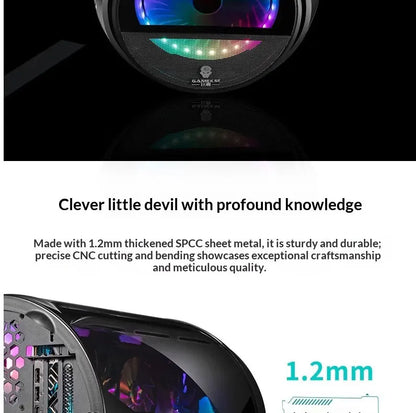 WJCOOLMAN Yuanqidan Mini Computer Case - Circular Side-Exposed Desktop Computer Case Compatible with 240 Water Cooling