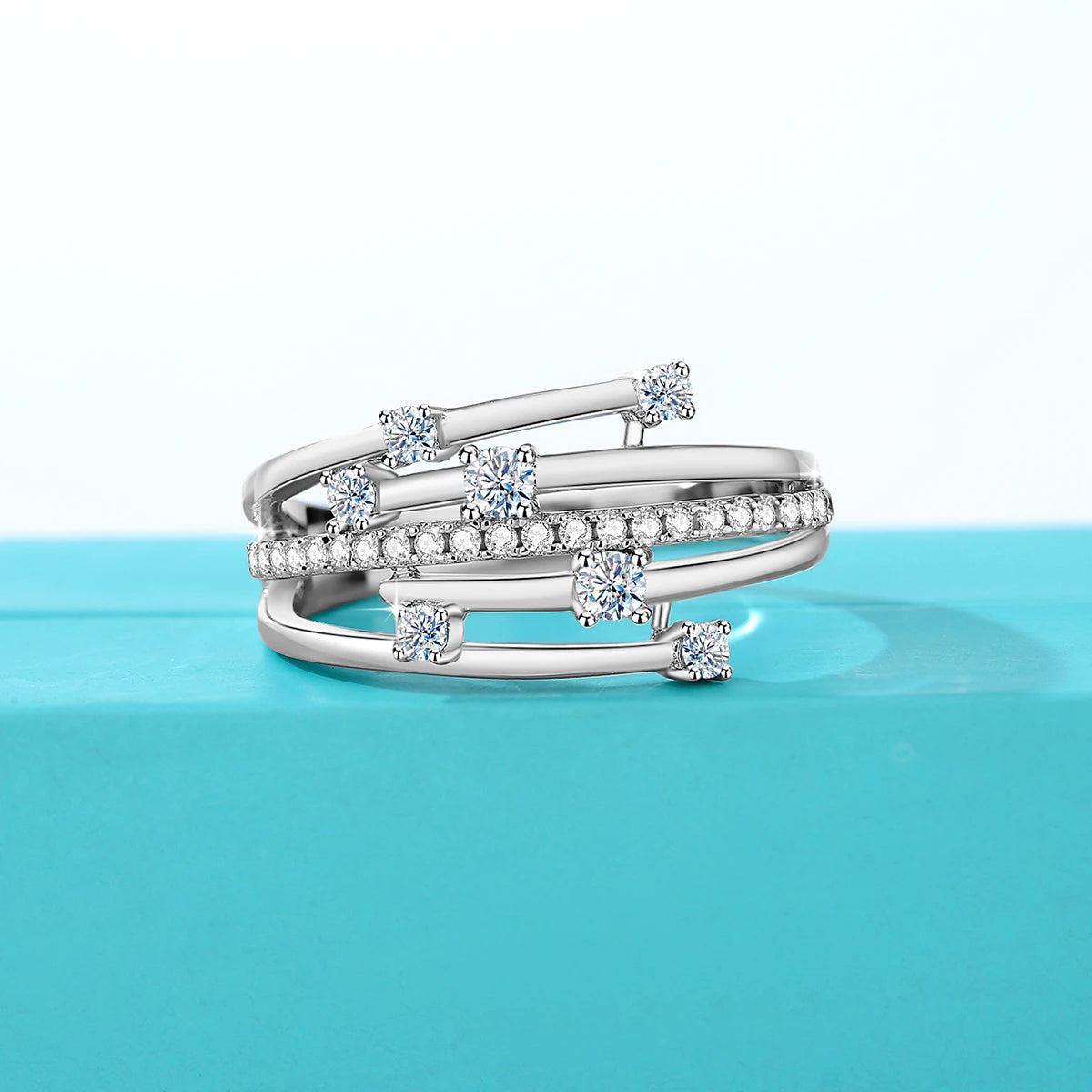 Szjinao Brand Trendy  Moissanite Ring Eternity Wedding Band Solid 925 Silver Rings For Women Jewelry Engagement Gift Dropship