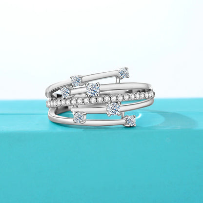 Szjinao Brand Trendy  Moissanite Ring Eternity Wedding Band Solid 925 Silver Rings For Women Jewelry Engagement Gift Dropship