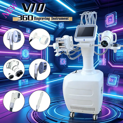 V10 Velashape Six-Handle Body Shaping Machine 40K Radio Frequency Fat Reduction, Body Sculpting and Skin Tightening Device