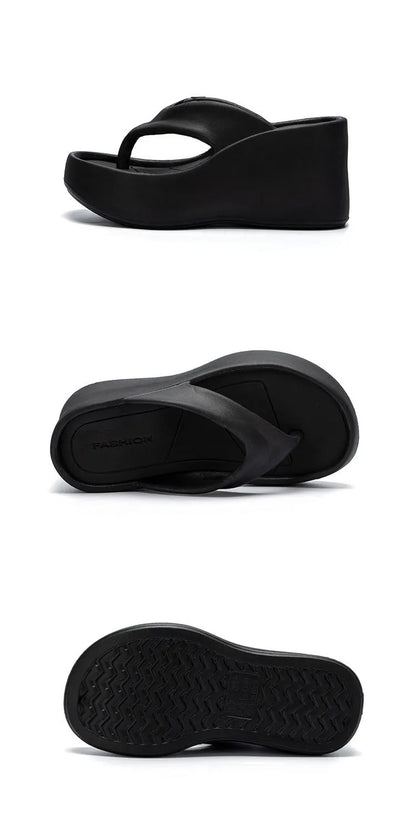 2026 New Women Fashion Slippers Soft EVA Summer Platform Shoes Girls Beach Flip Flops Thick Sole Female High Heel Street Sandals