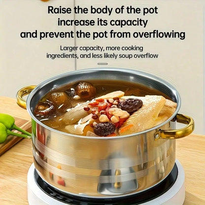 10Piece Stainless Steel Cookware Set 5 Pots With Lids, Multiple Sizes, Deep Stock Pot For Soup, Pasta, Noodles Seafood, Durable
