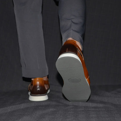 Classic Arabic Style Mens Sandals Genuine Cow Leather Slip-On Hollow Out Casual Business Party Dress Shoes for Men Flat Footwear
