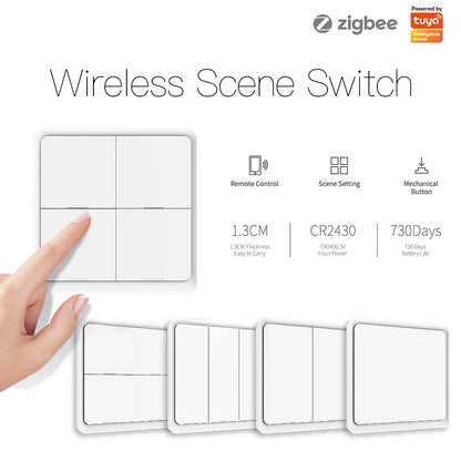 Moes ZigBee Wireless Scene Switch 12 control modes Handheld Push Button Setup Home Automation Scenario Tuya Smart Devices