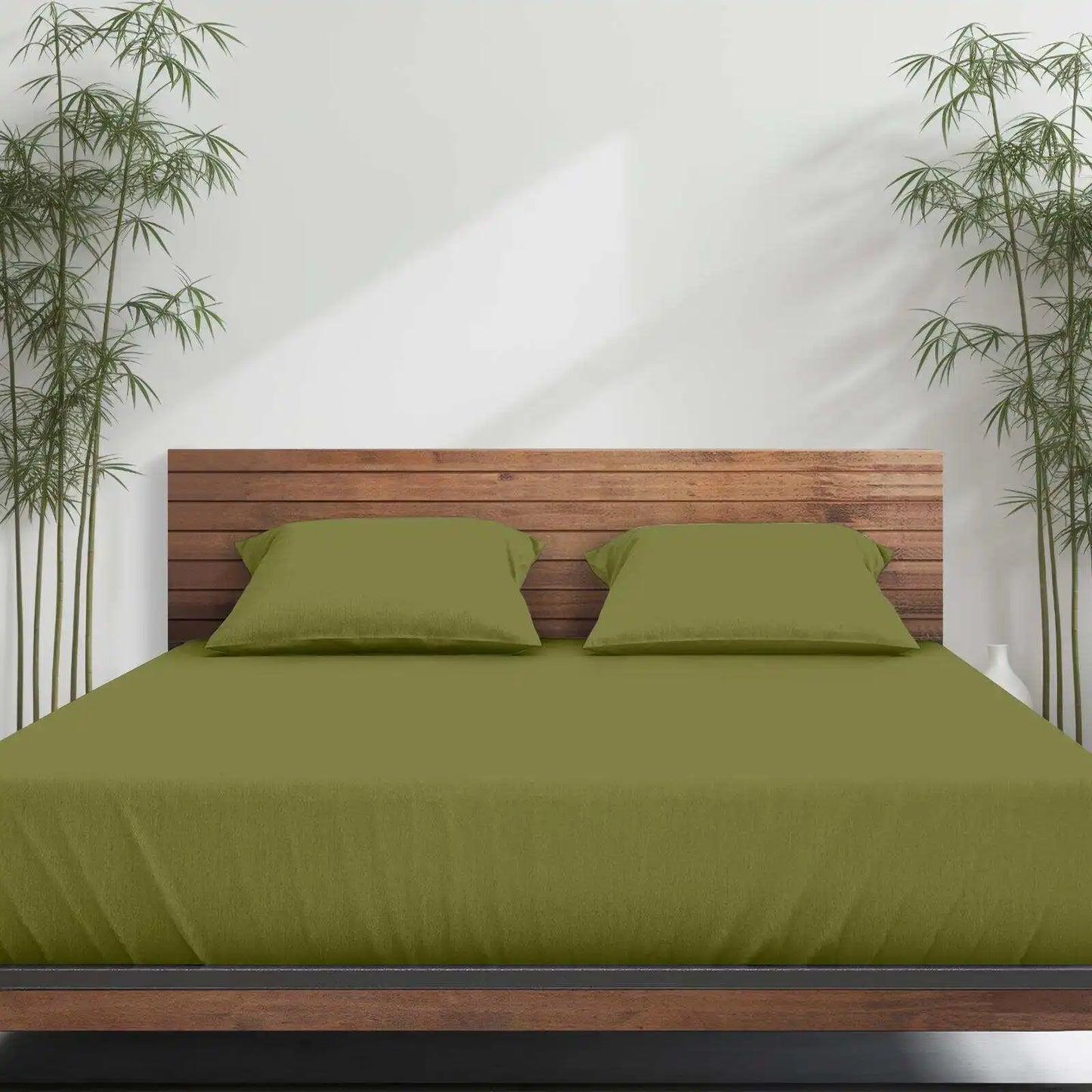 Emircey 3Pcs Bamboo Fitted Sheet Set Cooling Breathable Bedding Silky Soft Mattress Cover with 2 Pillowcases Deep Pocket Bottom Sheet for Home Bedroom Dorm Spring Summer Sleep Gift