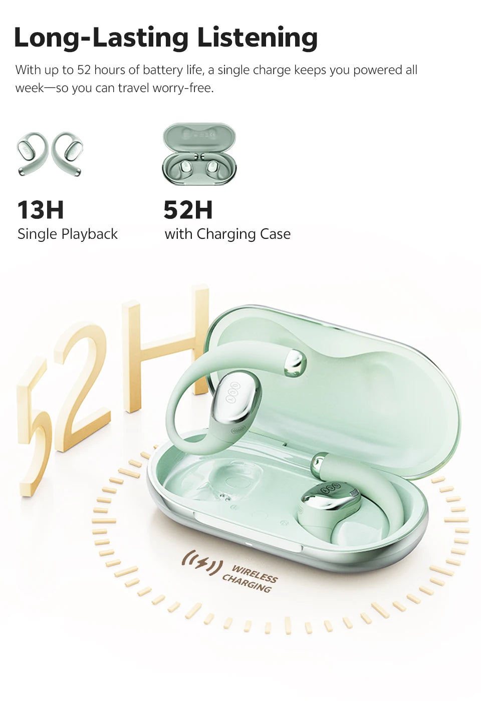 QCY Crossky R70 BH24CT02A Open-Ear Wireless Headphones Hi-Res with LDAC Bluetooth 6.0 Earphones Bass Boost Spatial Sound Earbuds